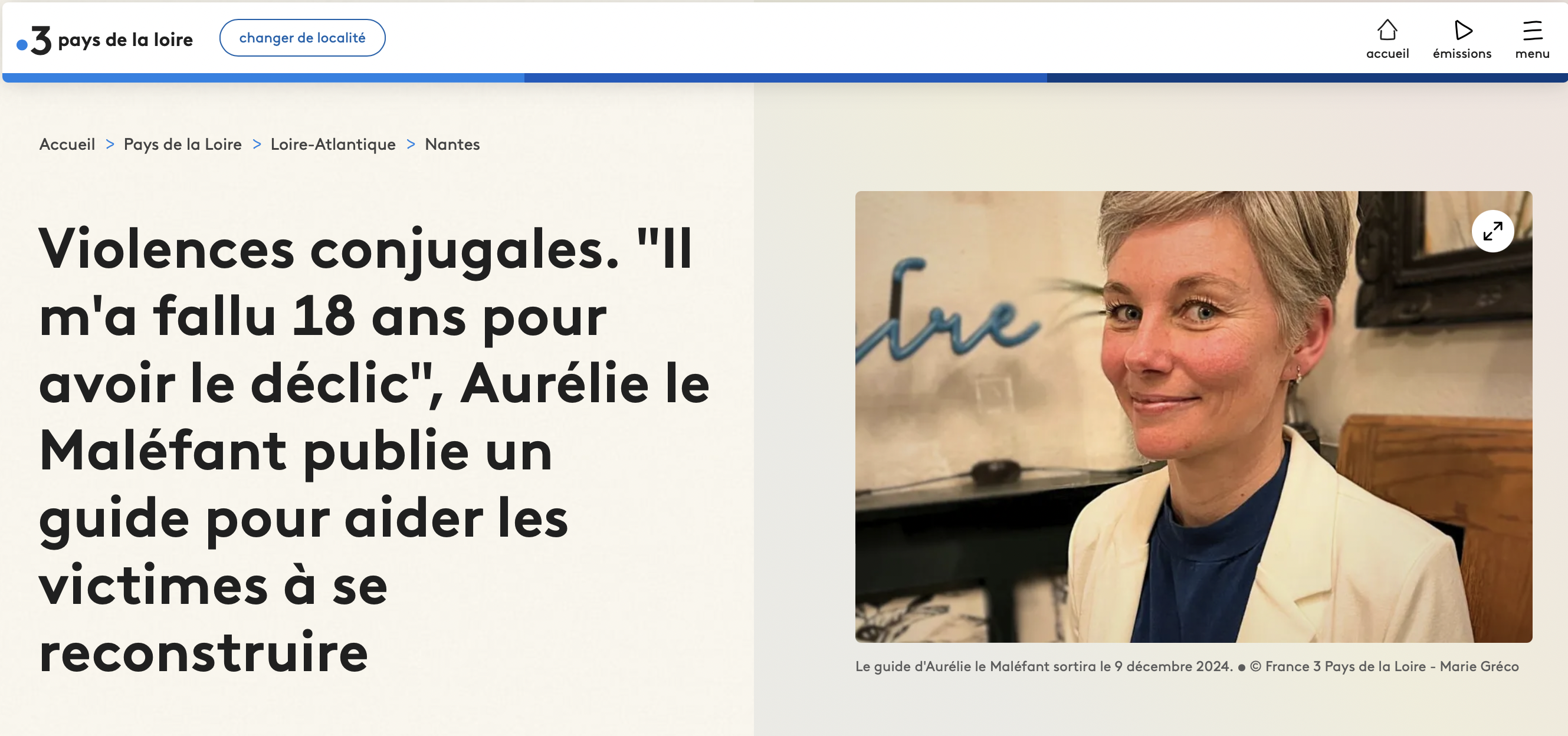 france 3 pays de Loire. Victime de violences conjugales, elle écrit un guide pour les femmes
